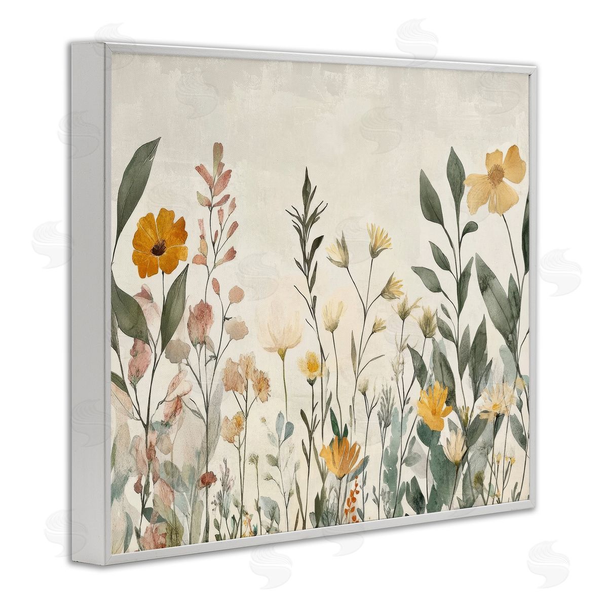 Petal Prints Design Shades Of Yellow Flowers Canvas Wall Art Print