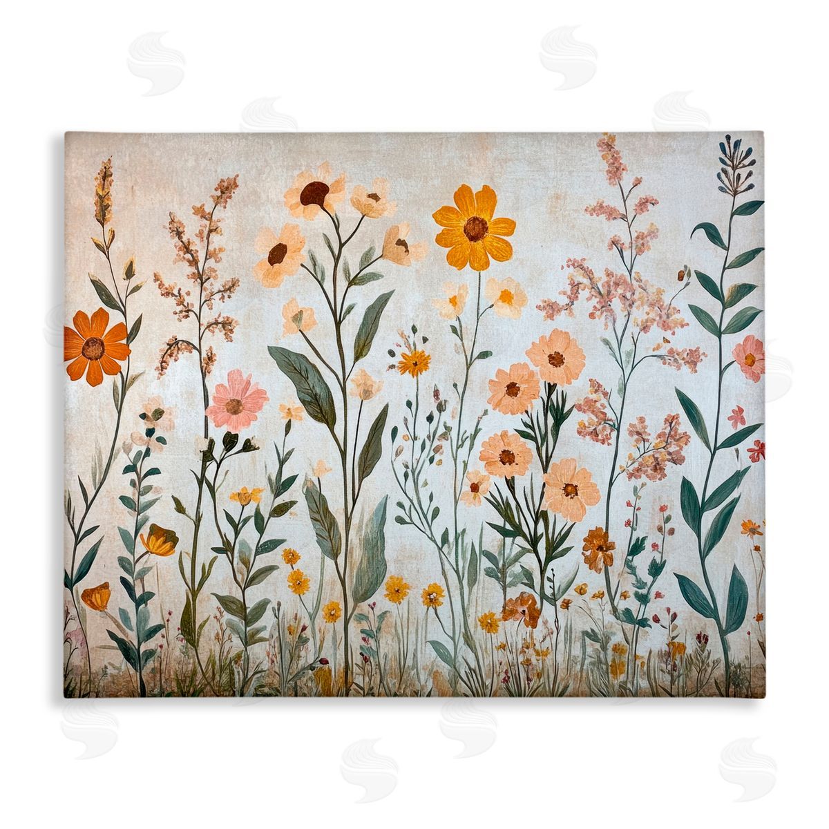 Petal Prints Design Growing Tall Wildflowers Canvas Wall Art Print