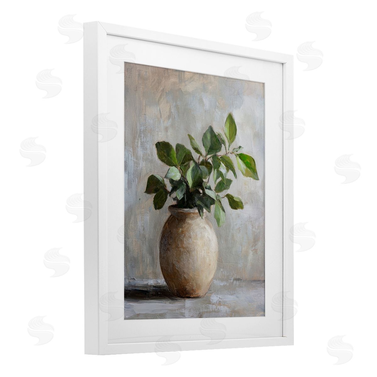 Petal Prints Design Potted Green House Plant Canvas Wall Art Print