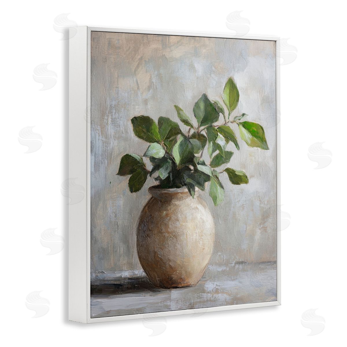 Petal Prints Design Potted Green House Plant Canvas Wall Art Print