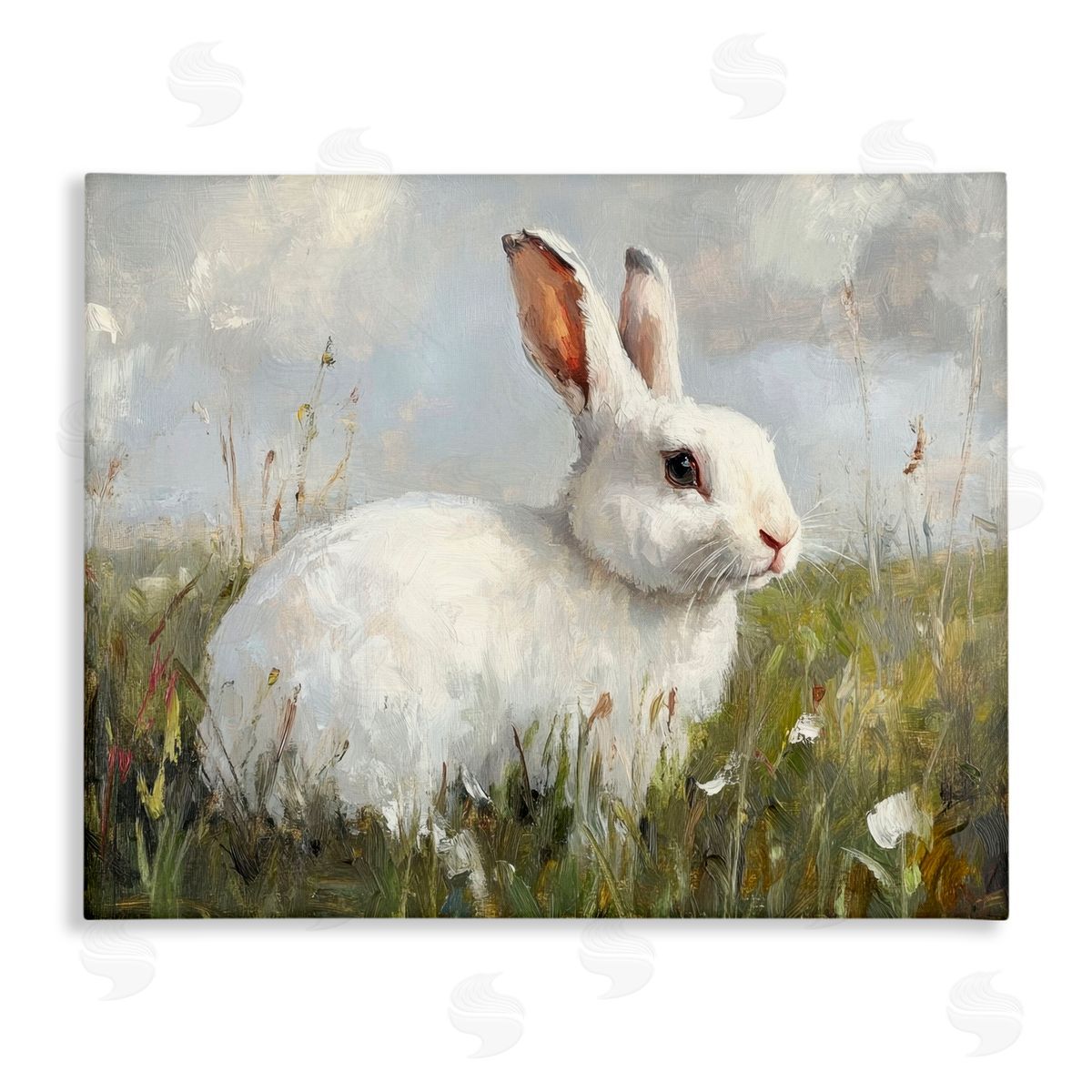 Petal Prints Design Wild Bunny Portrait Canvas Wall Art Print