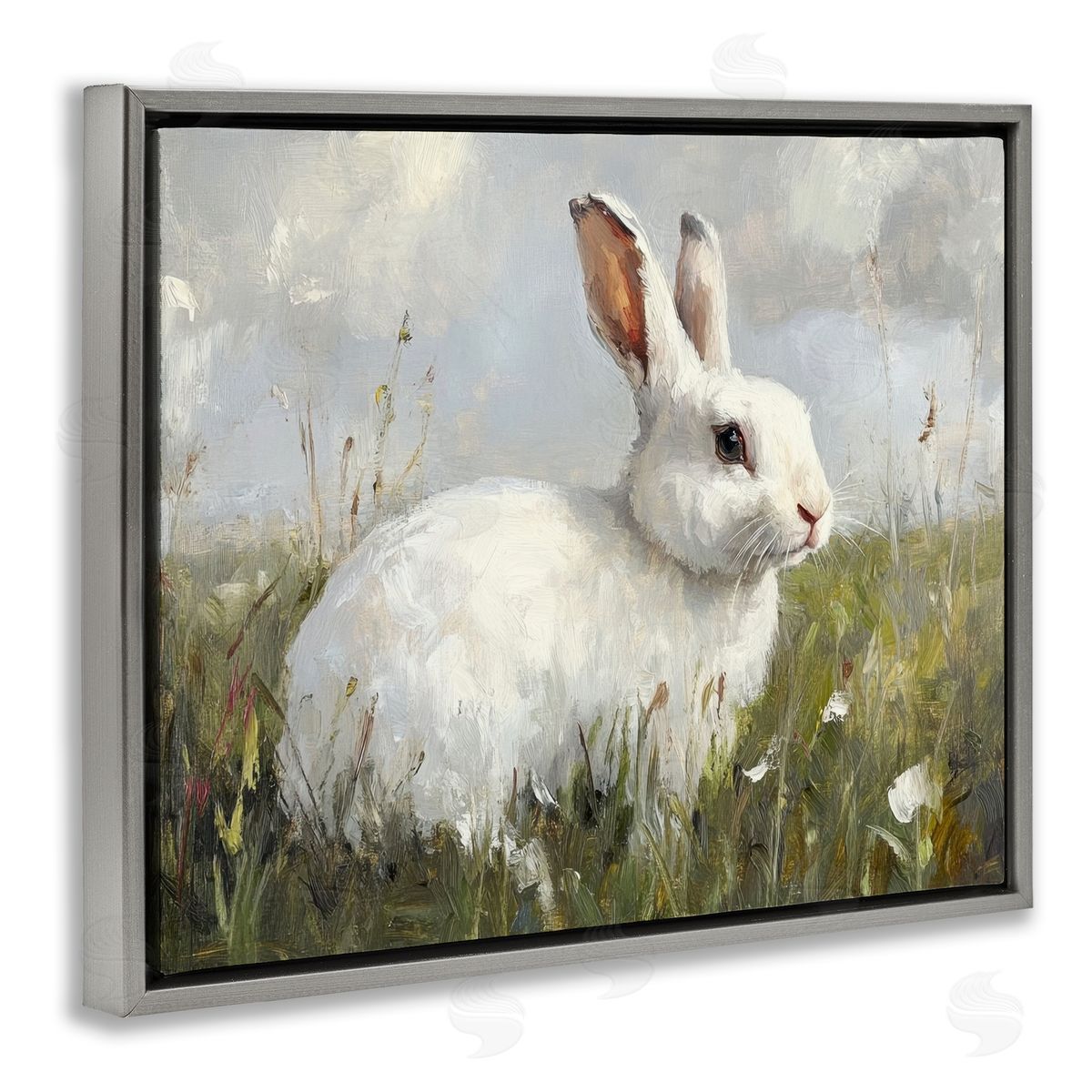 Petal Prints Design Wild Bunny Portrait Canvas Wall Art Print