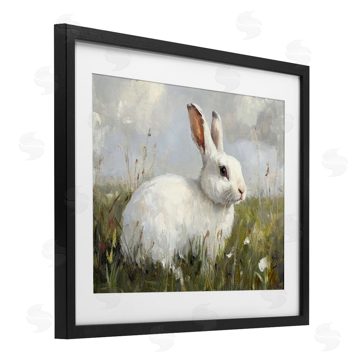 Petal Prints Design Wild Bunny Portrait Canvas Wall Art Print