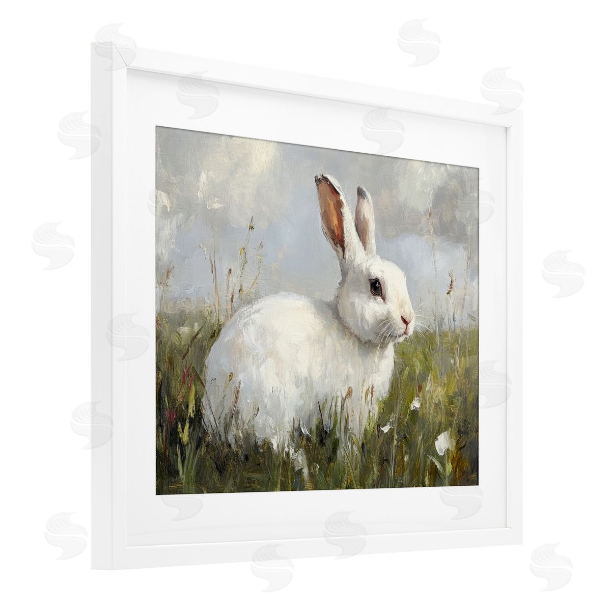 Petal Prints Design Wild Bunny Portrait Canvas Wall Art Print