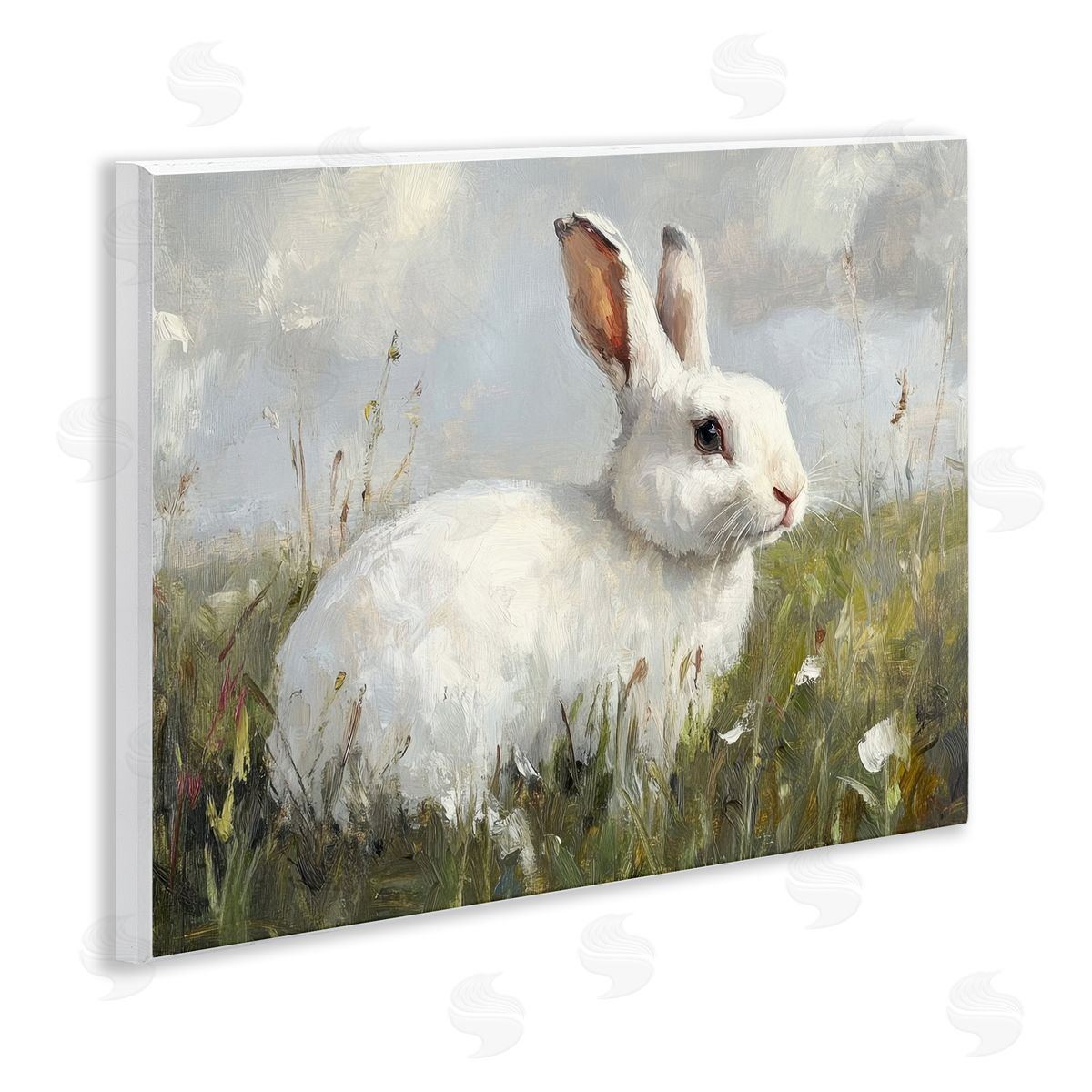 Petal Prints Design Wild Bunny Portrait Canvas Wall Art Print