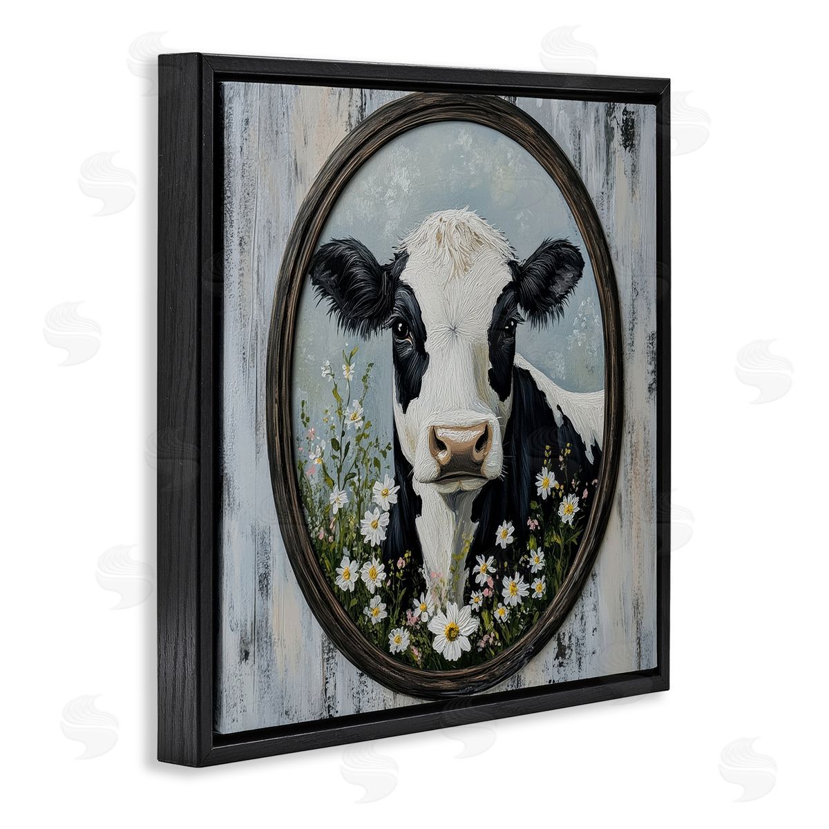 Petal Prints Design Classic Cow & Daisy Portrait Canvas Wall Art Print