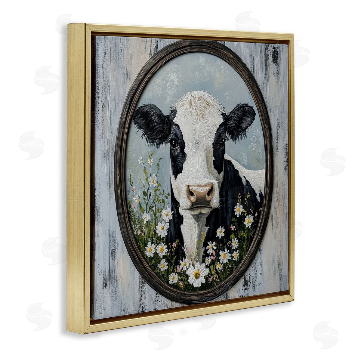 Petal Prints Design Classic Cow & Daisy Portrait Canvas Wall Art Print
