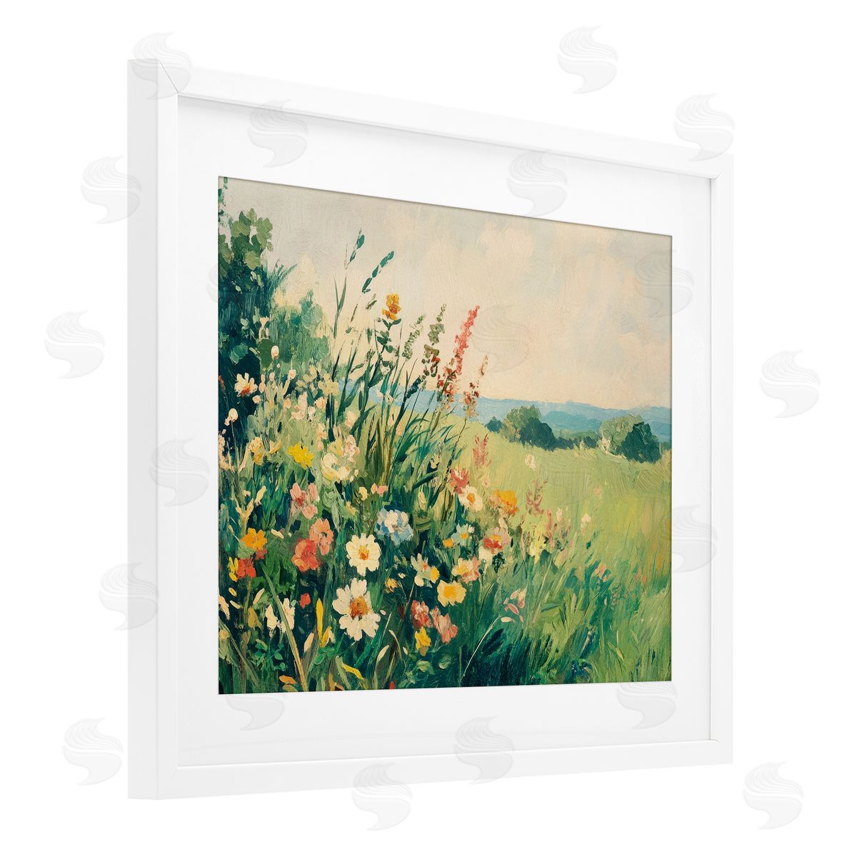 Petal Prints Design Vintage Wildflowers in Field Canvas Wall Art Print