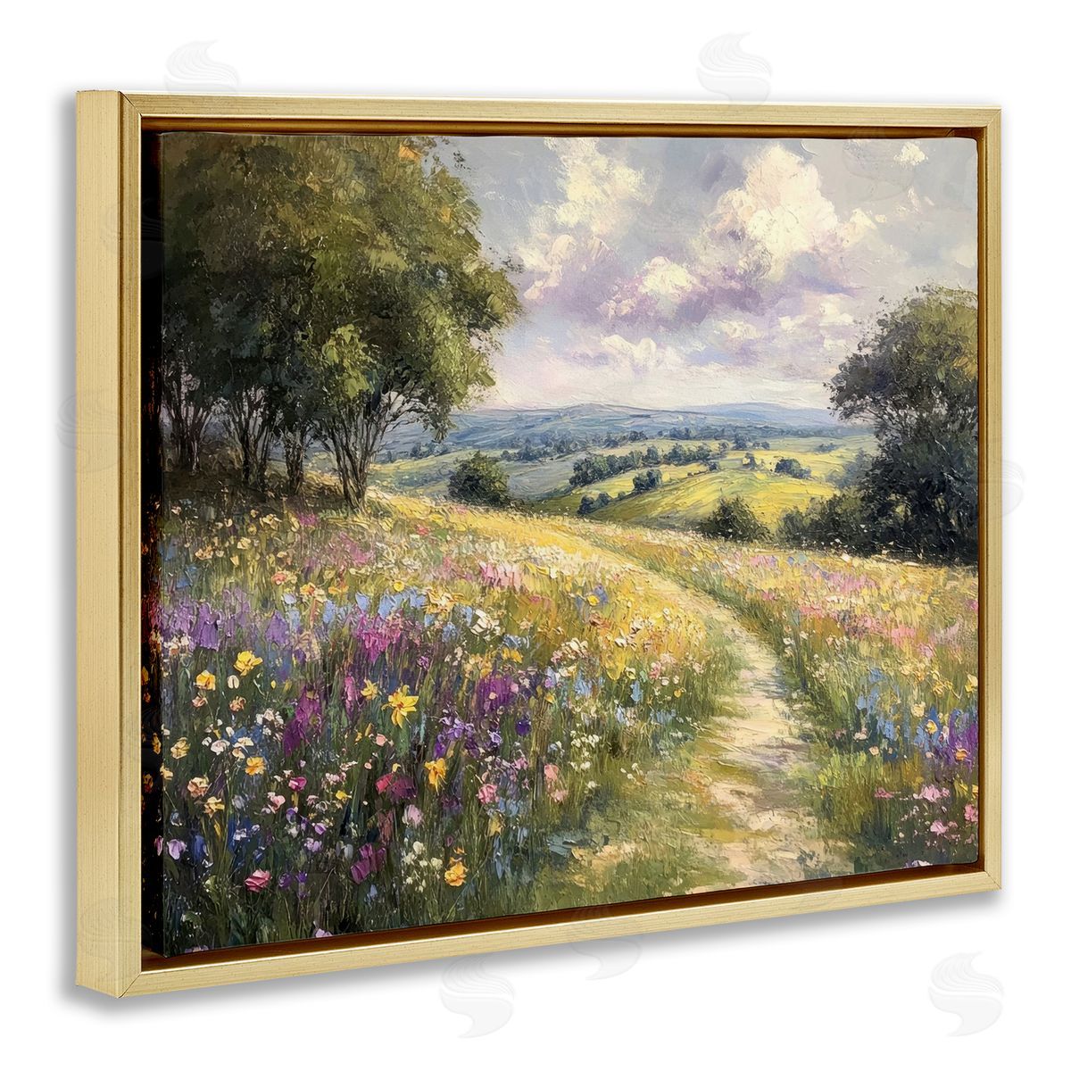 Petal Prints Design Peaceful Path Through Meadow Canvas Wall Art Print