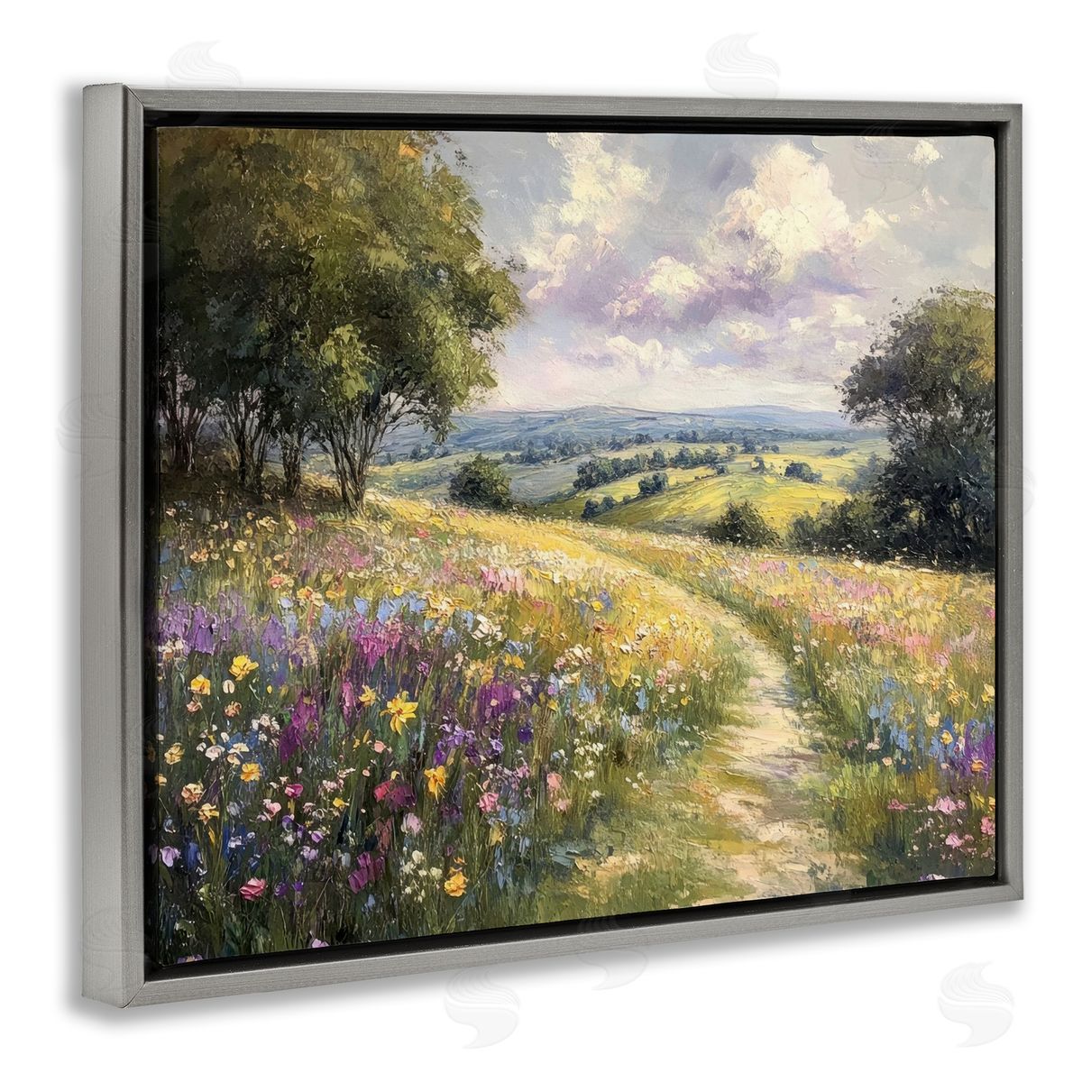 Petal Prints Design Peaceful Path Through Meadow Canvas Wall Art Print
