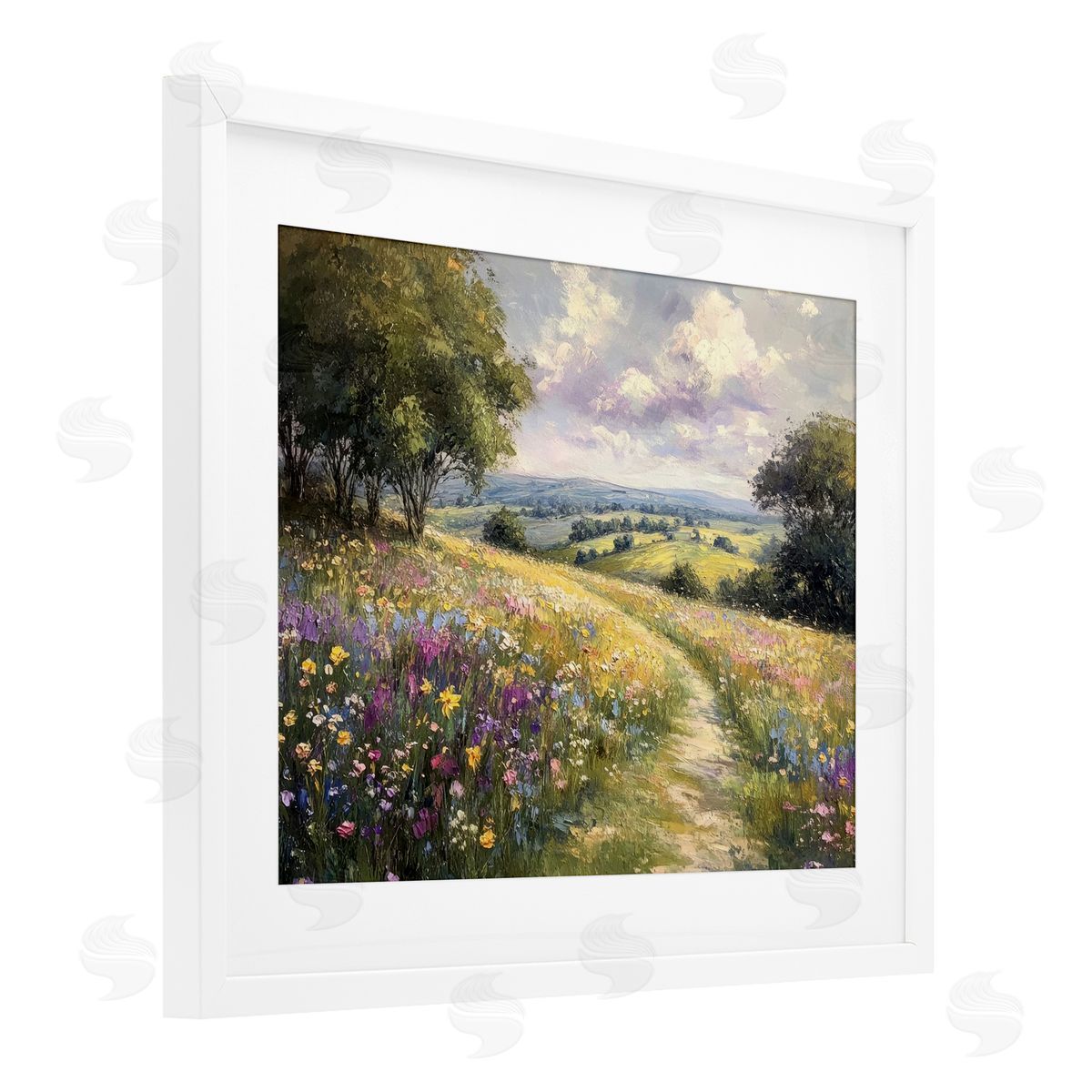 Petal Prints Design Peaceful Path Through Meadow Canvas Wall Art Print