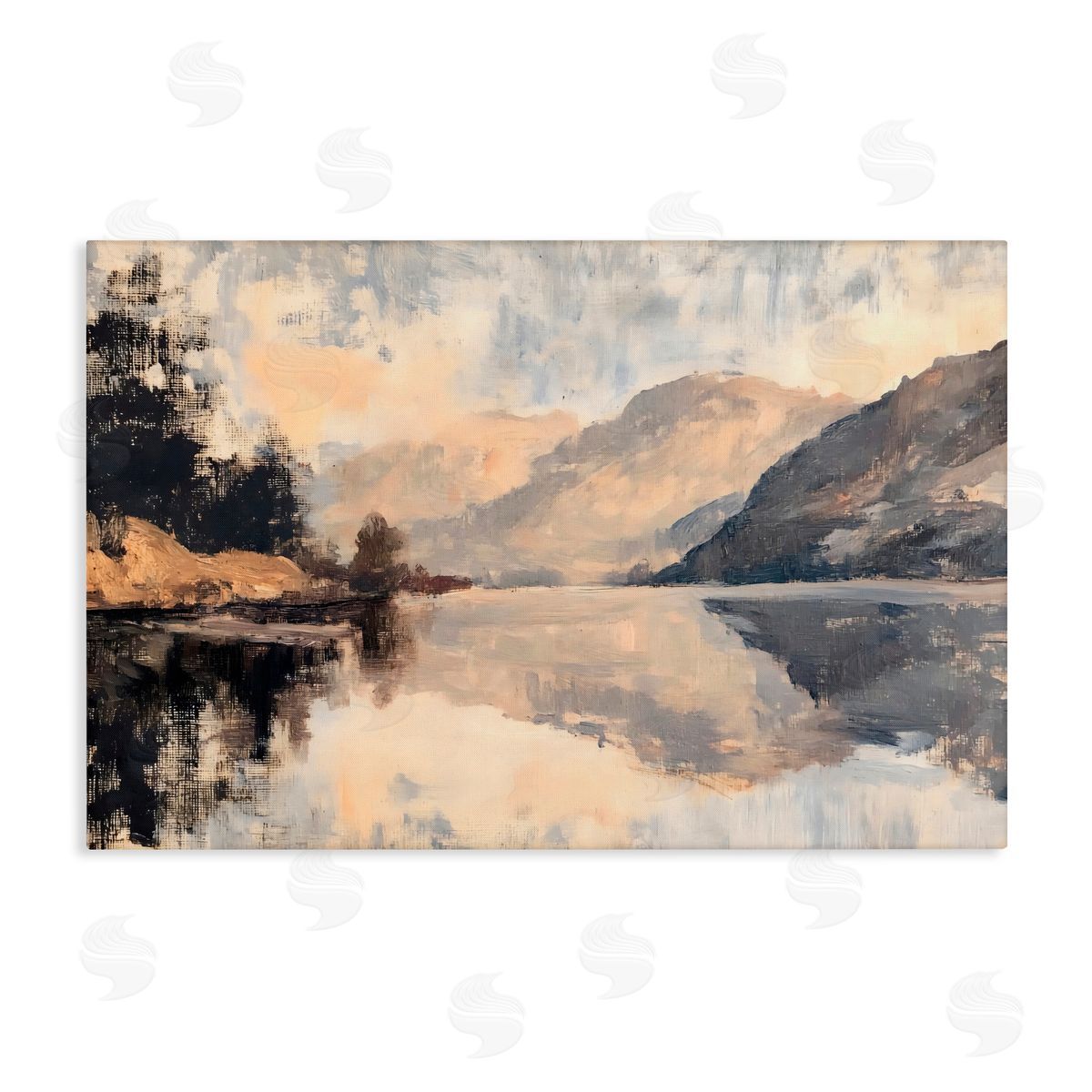 LSR Creative Studio Brushed Mountain Reflection Canvas Wall Art Print