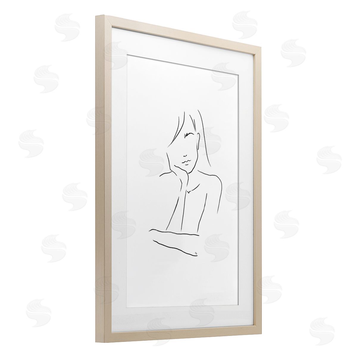 Martina Pavlova Sad Female Line Drawing Canvas Wall Art Print
