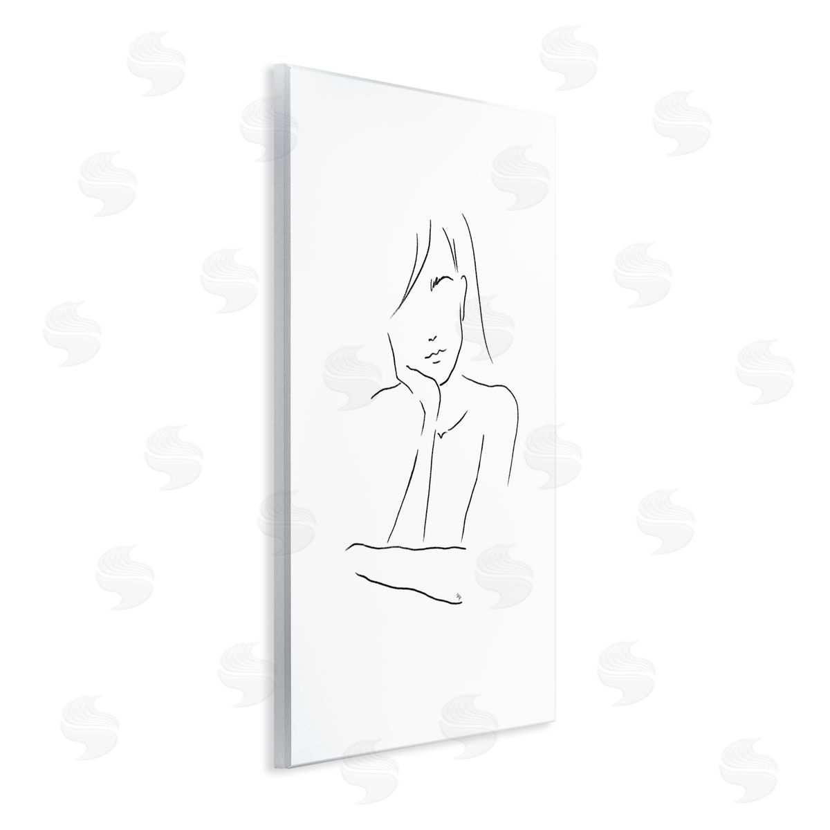 Martina Pavlova Sad Female Line Drawing Canvas Wall Art Print