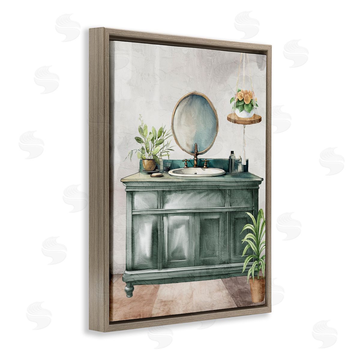 Kim Allen Bath Greens Botanical Vanity Canvas Wall Art Print