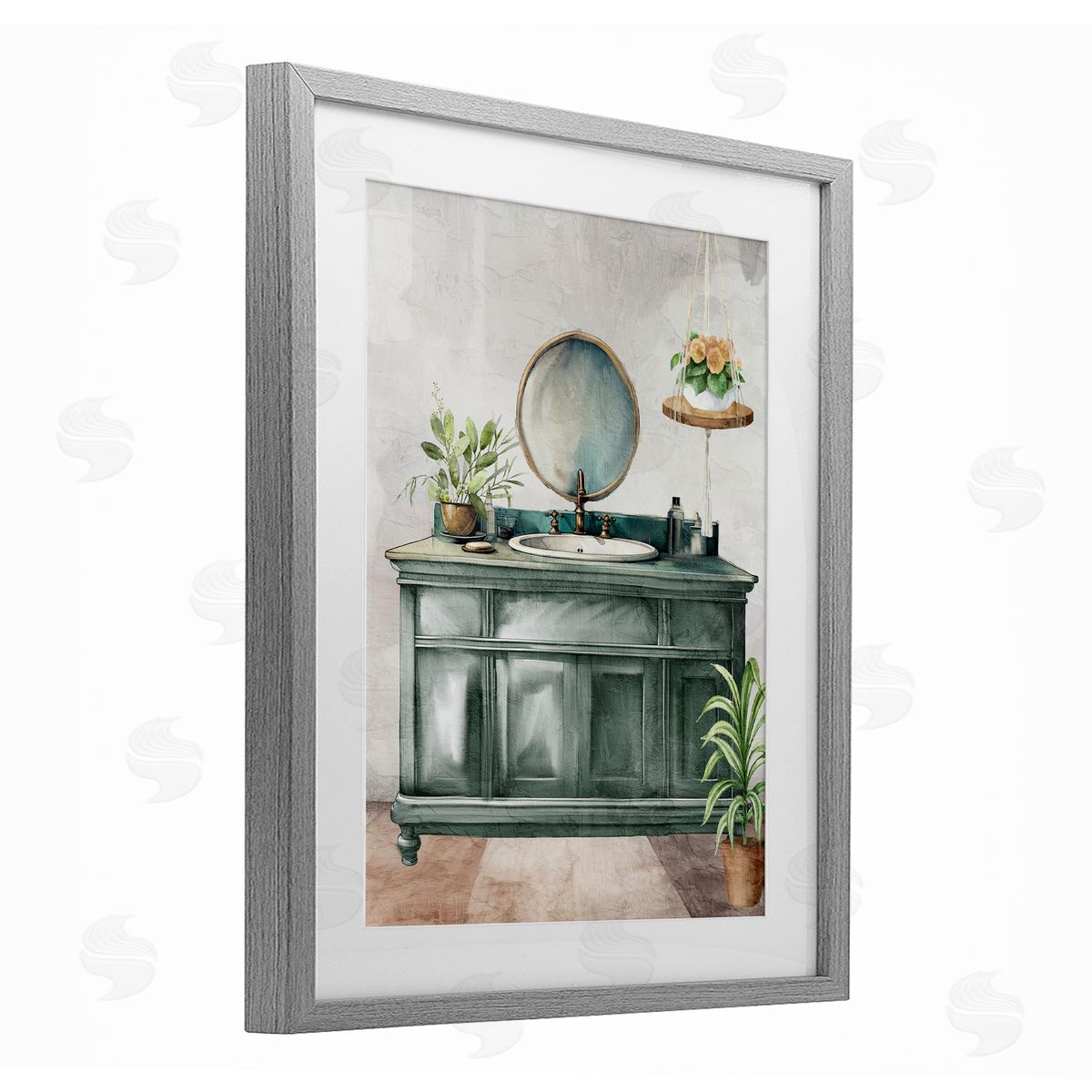 Kim Allen Bath Greens Botanical Vanity Canvas Wall Art Print