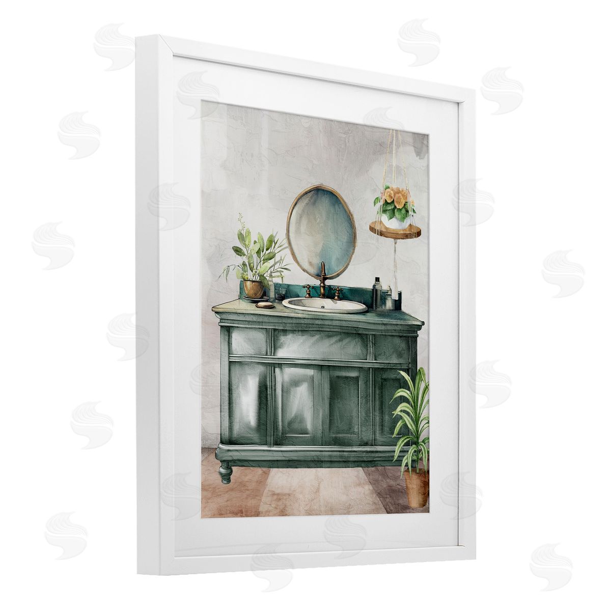 Kim Allen Bath Greens Botanical Vanity Canvas Wall Art Print