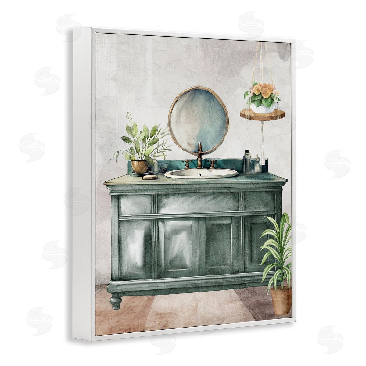 Kim Allen Bath Greens Botanical Vanity Canvas Wall Art Print