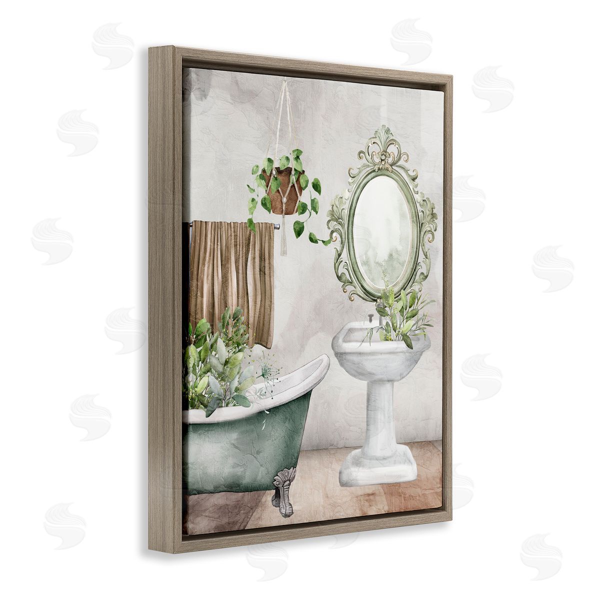 Kim Allen Bath Greens Botanical Tub Canvas Wall Art Print
