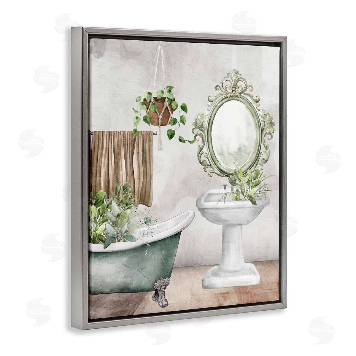 Kim Allen Bath Greens Botanical Tub Canvas Wall Art Print