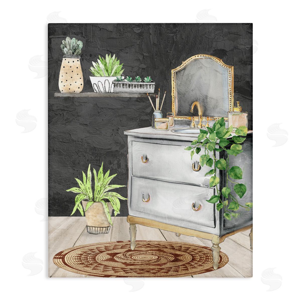 Kim Allen Relaxed Green Bath Vanity Canvas Wall Art Print
