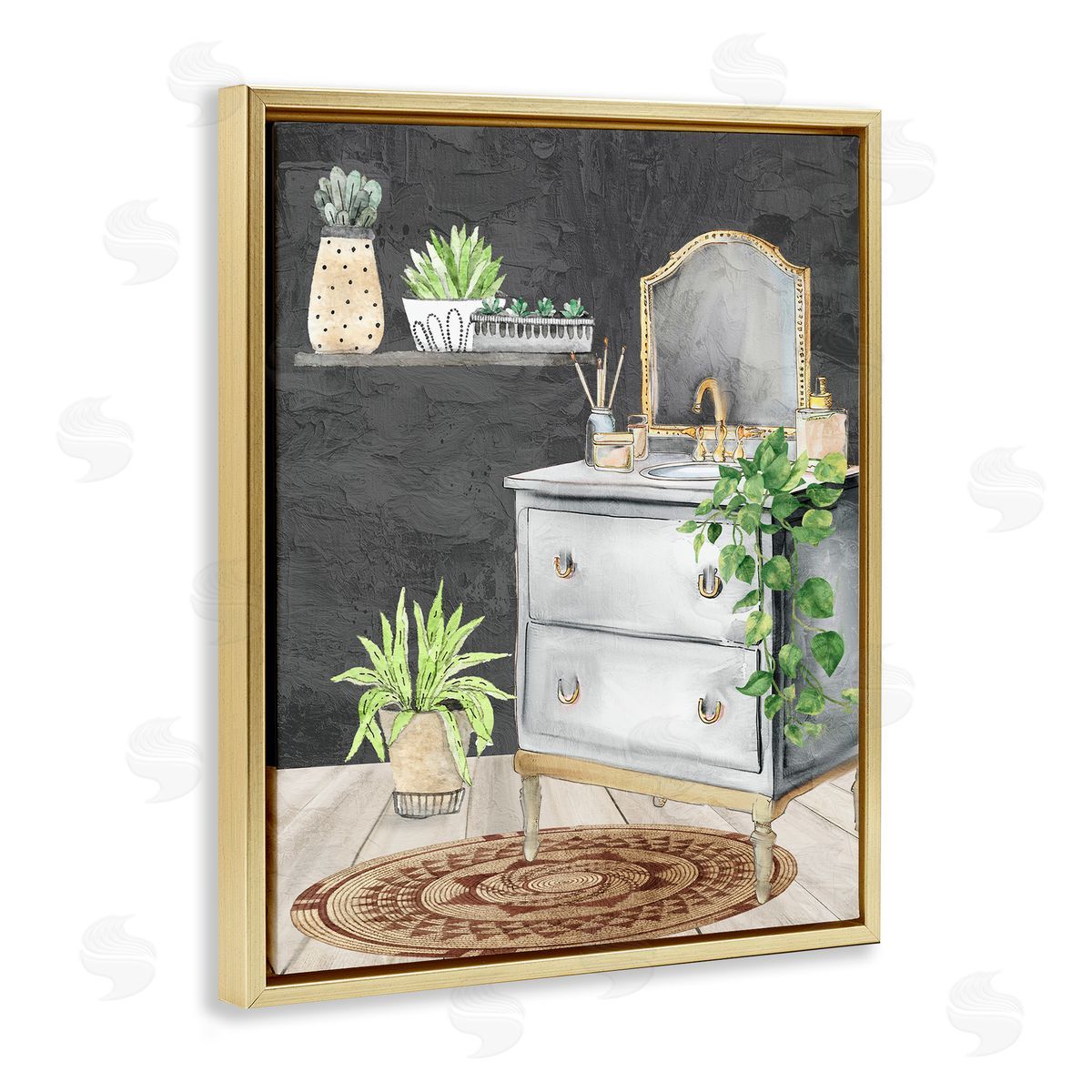 Kim Allen Relaxed Green Bath Vanity Canvas Wall Art Print