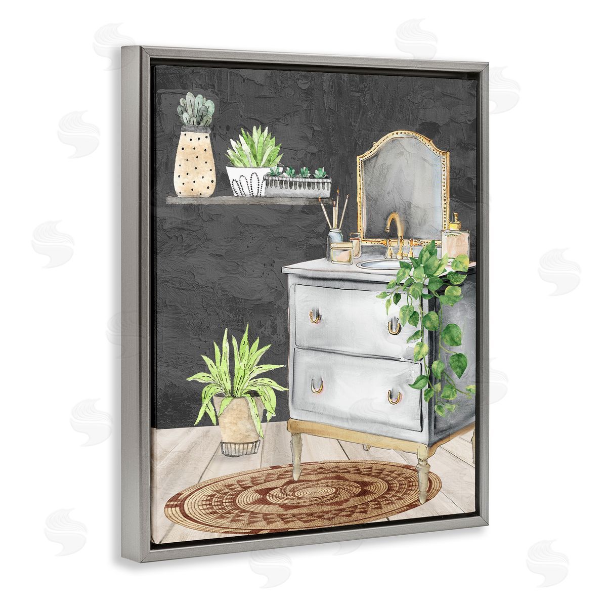 Kim Allen Relaxed Green Bath Vanity Canvas Wall Art Print