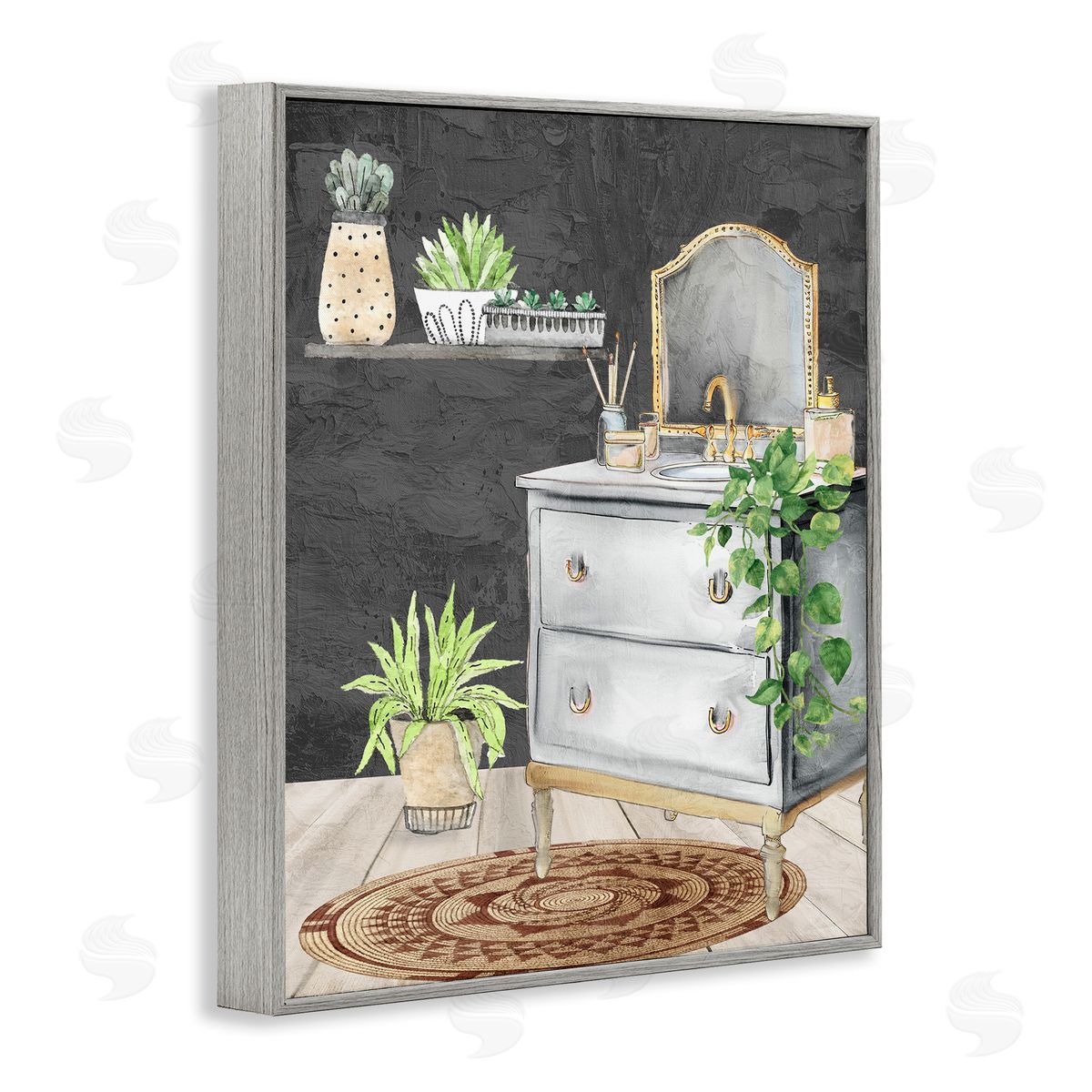 Kim Allen Relaxed Green Bath Vanity Canvas Wall Art Print