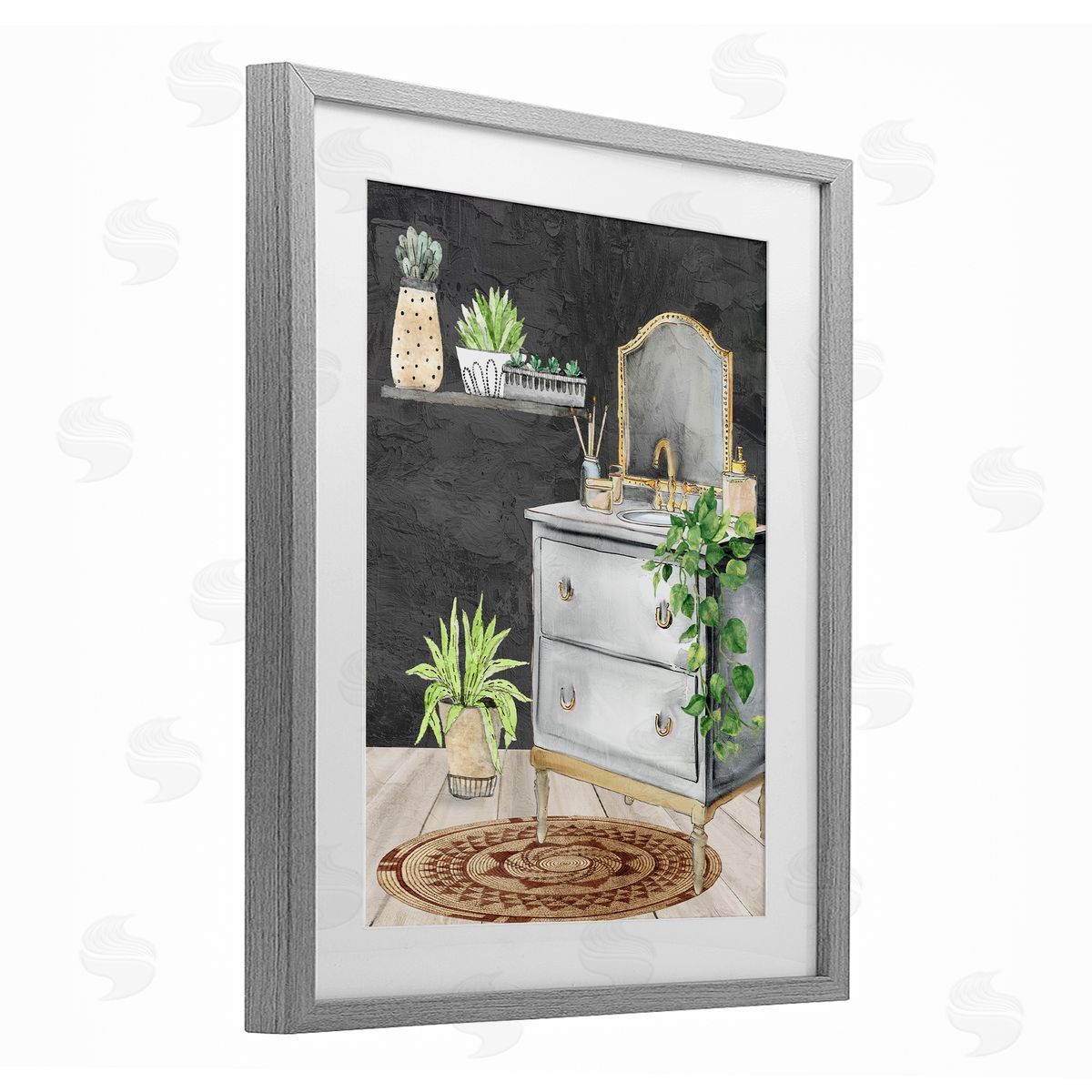 Kim Allen Relaxed Green Bath Vanity Canvas Wall Art Print