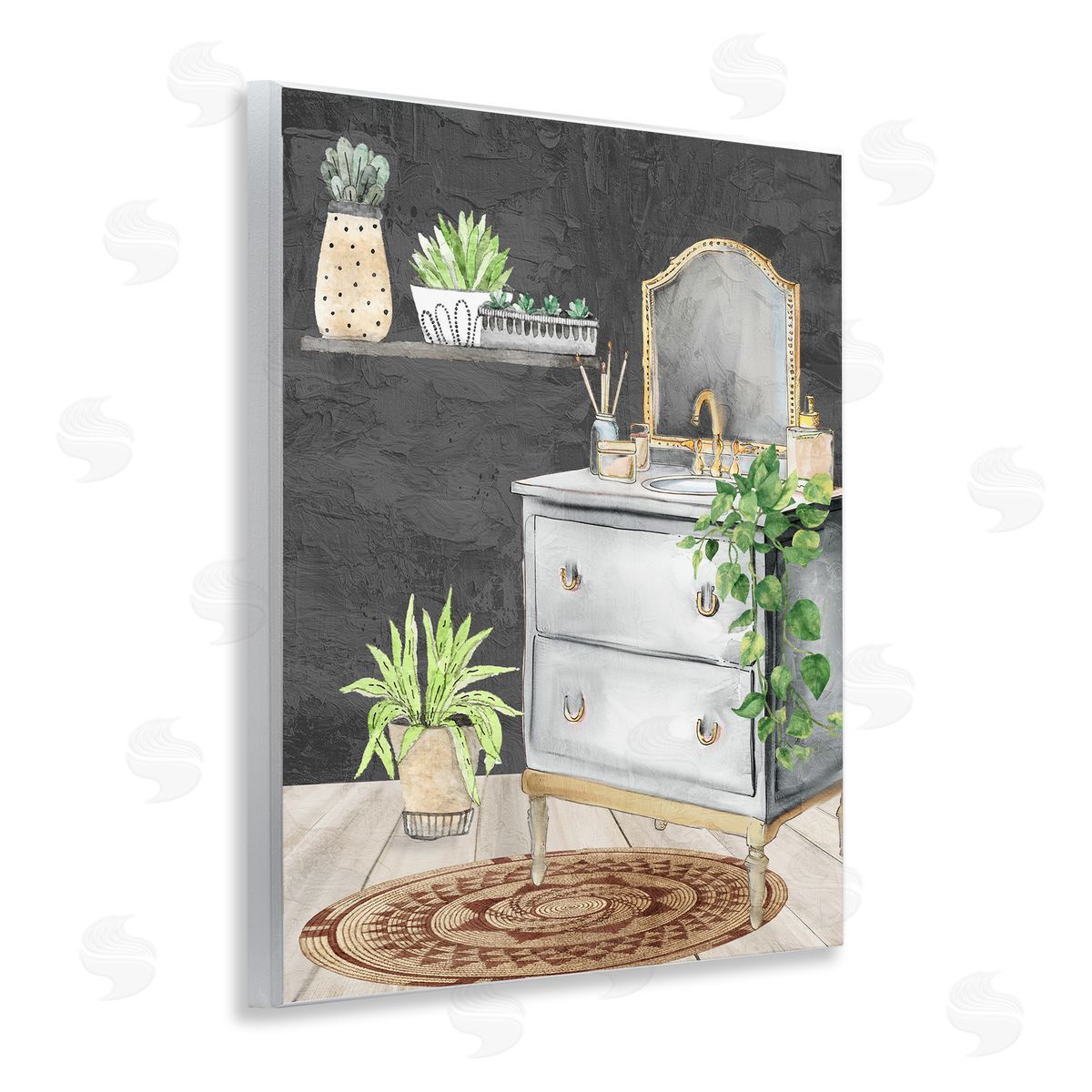 Kim Allen Relaxed Green Bath Vanity Canvas Wall Art Print
