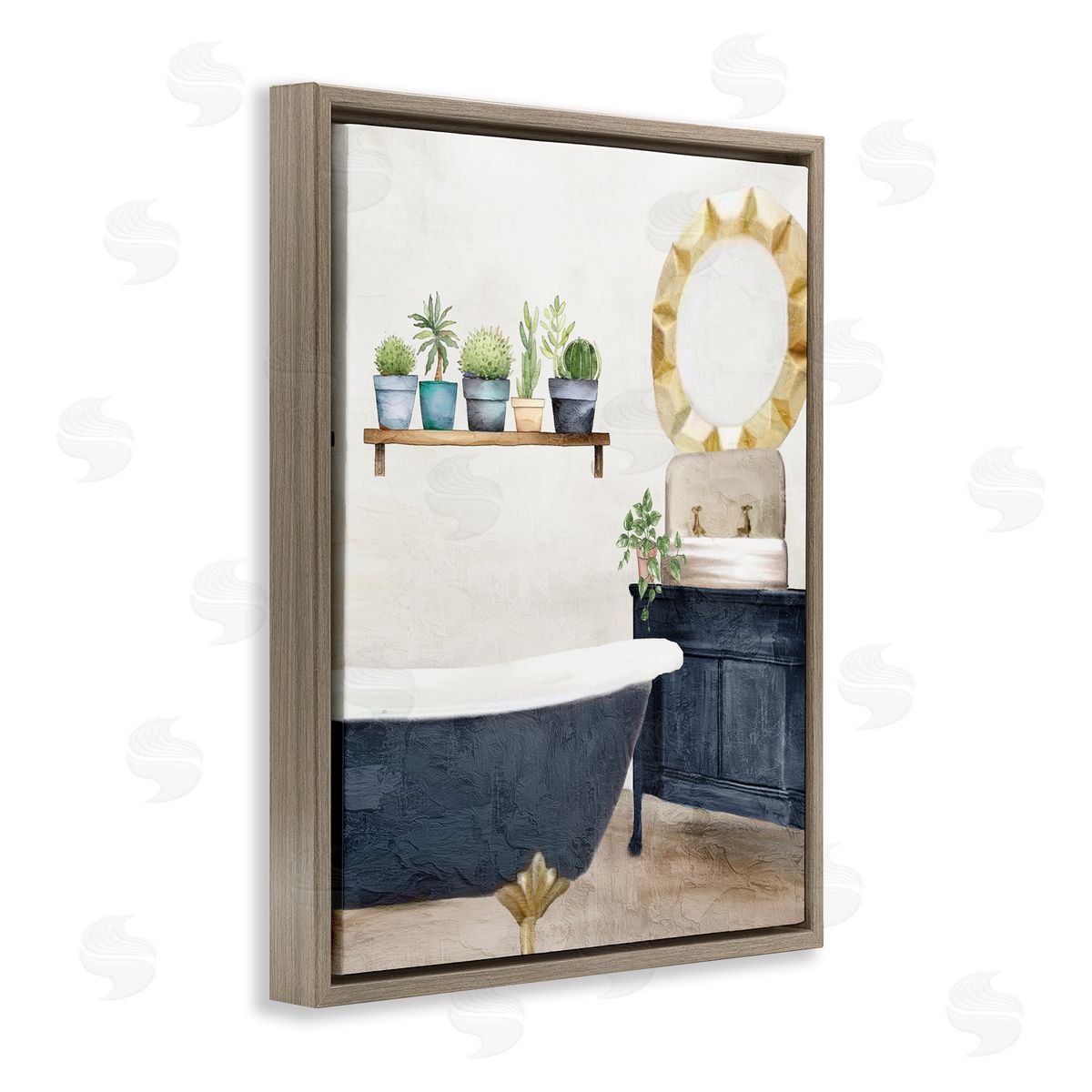 Kim Allen Blue Tub Bathroom Scene Canvas Wall Art Print
