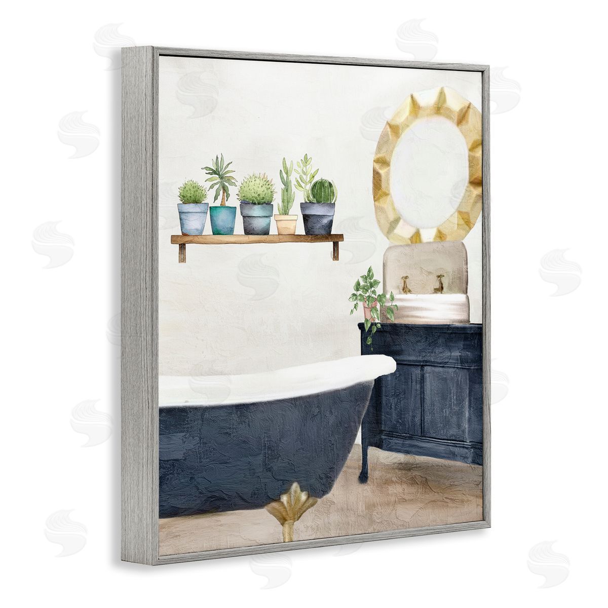 Kim Allen Blue Tub Bathroom Scene Canvas Wall Art Print