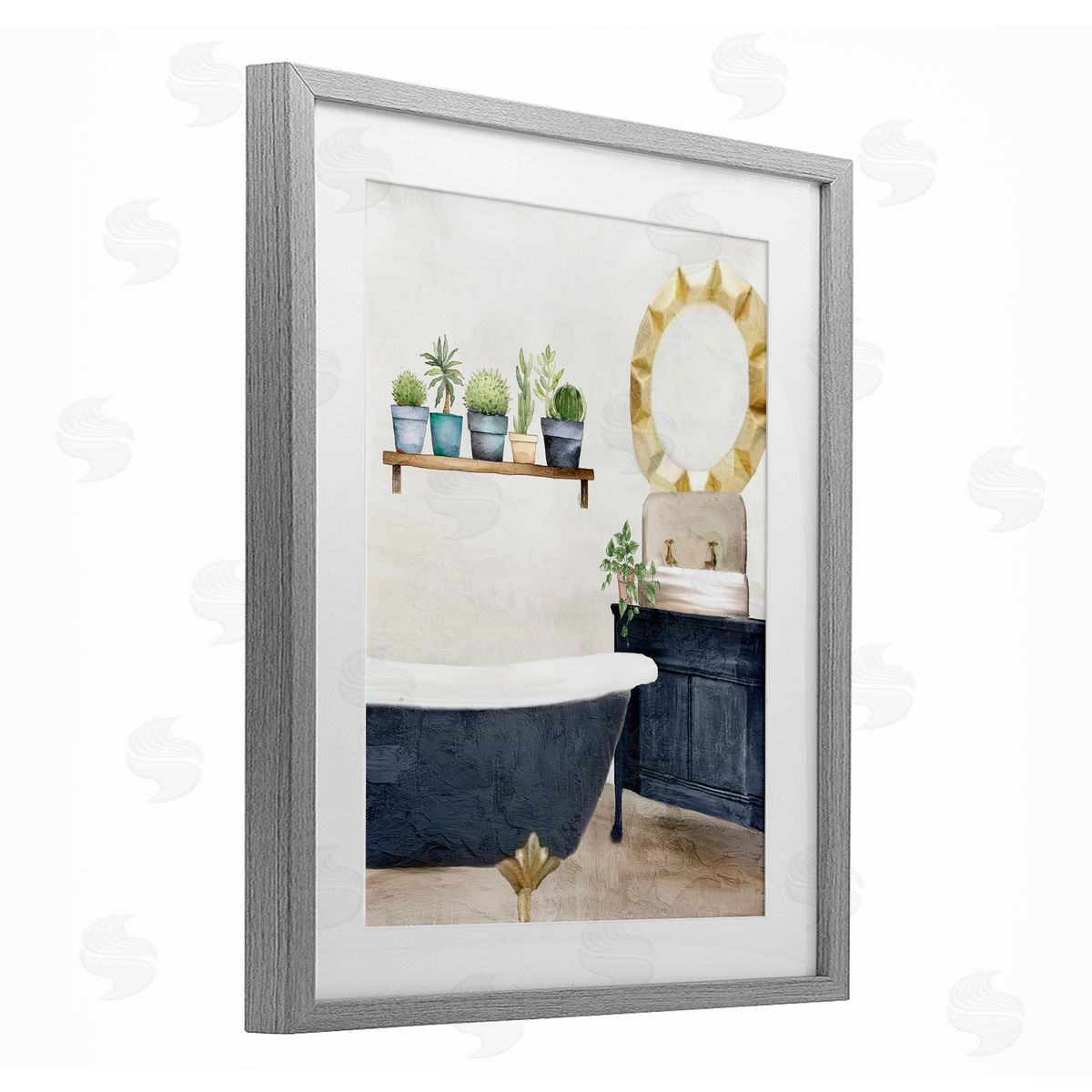 Kim Allen Blue Tub Bathroom Scene Canvas Wall Art Print