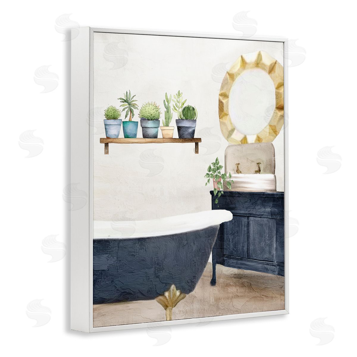 Kim Allen Blue Tub Bathroom Scene Canvas Wall Art Print