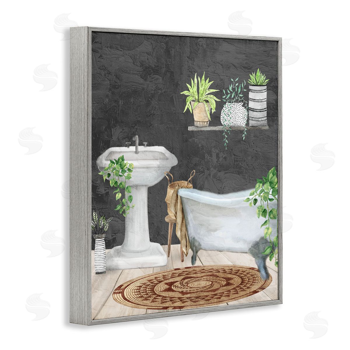 Kim Allen Relaxed Greens Bath Scene Canvas Wall Art Print