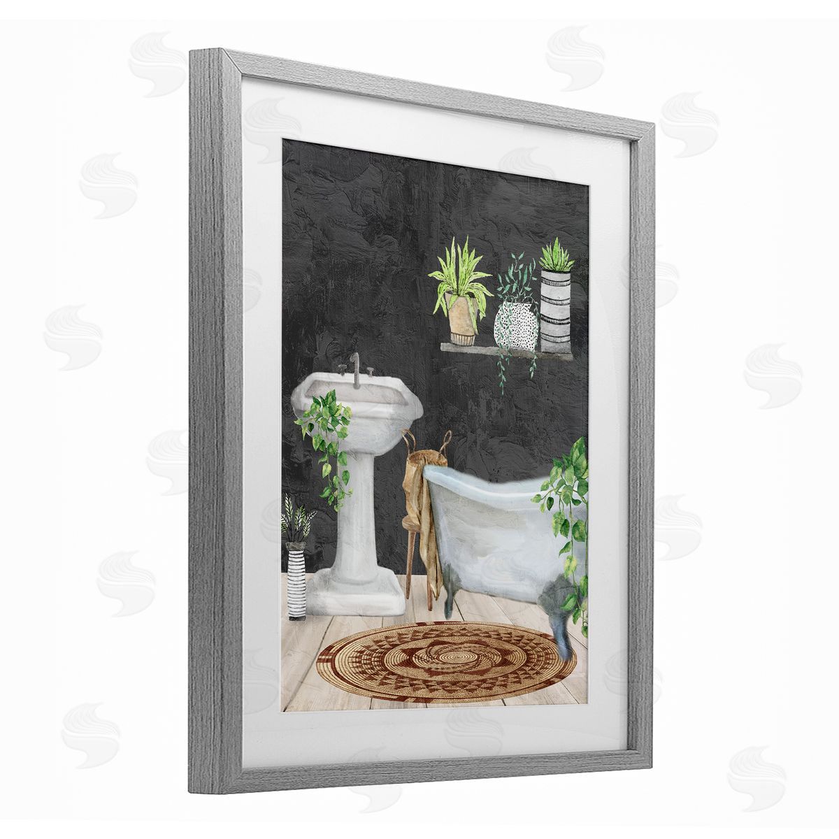 Kim Allen Relaxed Greens Bath Scene Canvas Wall Art Print