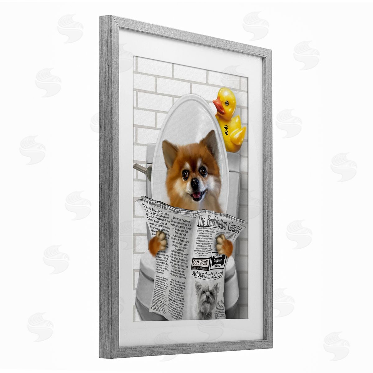 Matthew Piotrowicz Dog and Rubber Duck Toilet Canvas Wall Art Print