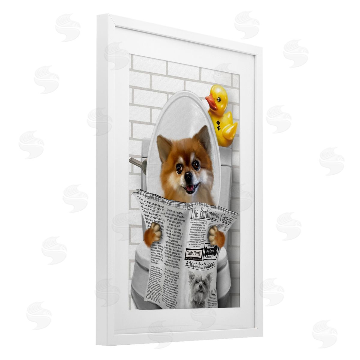 Matthew Piotrowicz Dog and Rubber Duck Toilet Canvas Wall Art Print