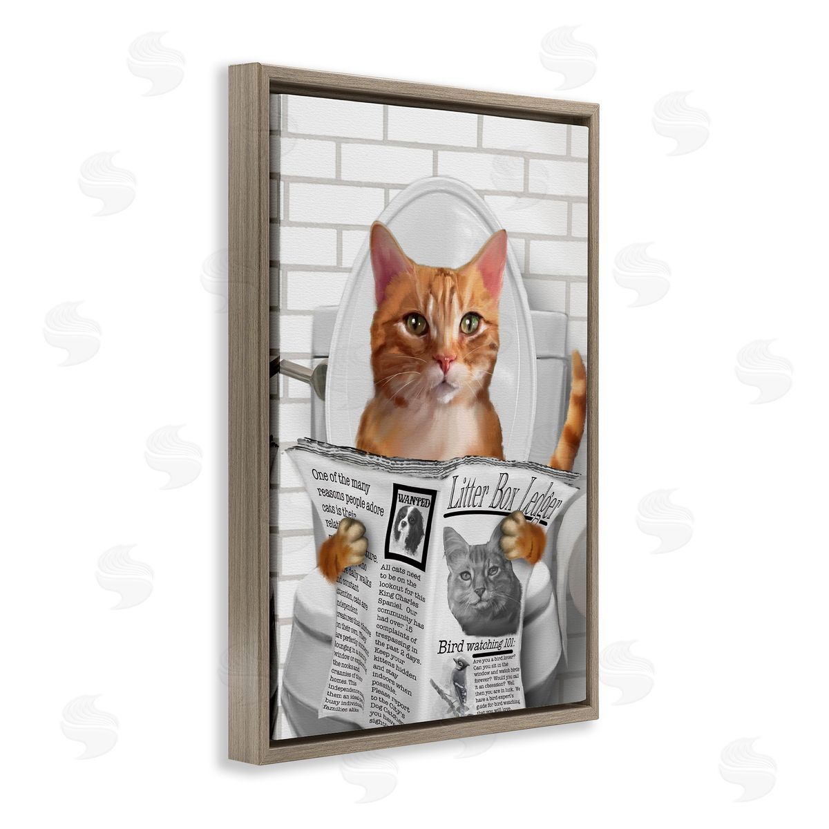 Matthew Piotrowicz Whimsy Cat on Toilet Canvas Wall Art Print