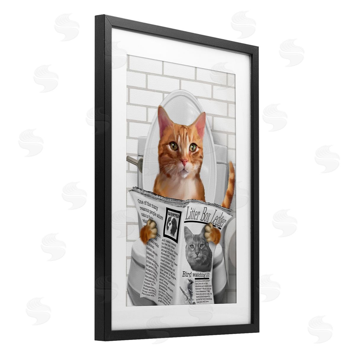 Matthew Piotrowicz Whimsy Cat on Toilet Canvas Wall Art Print