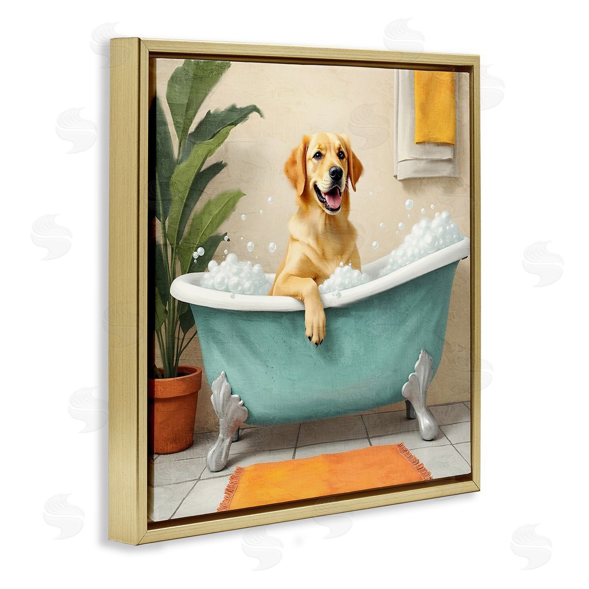 Kim Allen Bubble Bath Labrador Dog Canvas Wall Art Print
