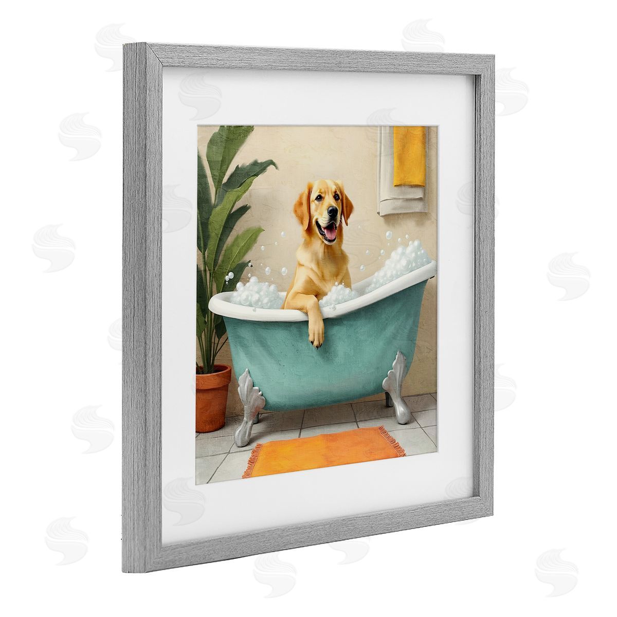 Kim Allen Bubble Bath Labrador Dog Canvas Wall Art Print