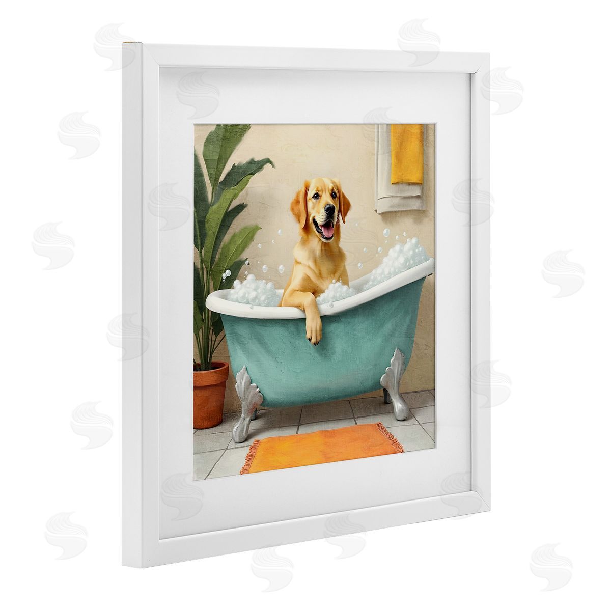 Kim Allen Bubble Bath Labrador Dog Canvas Wall Art Print