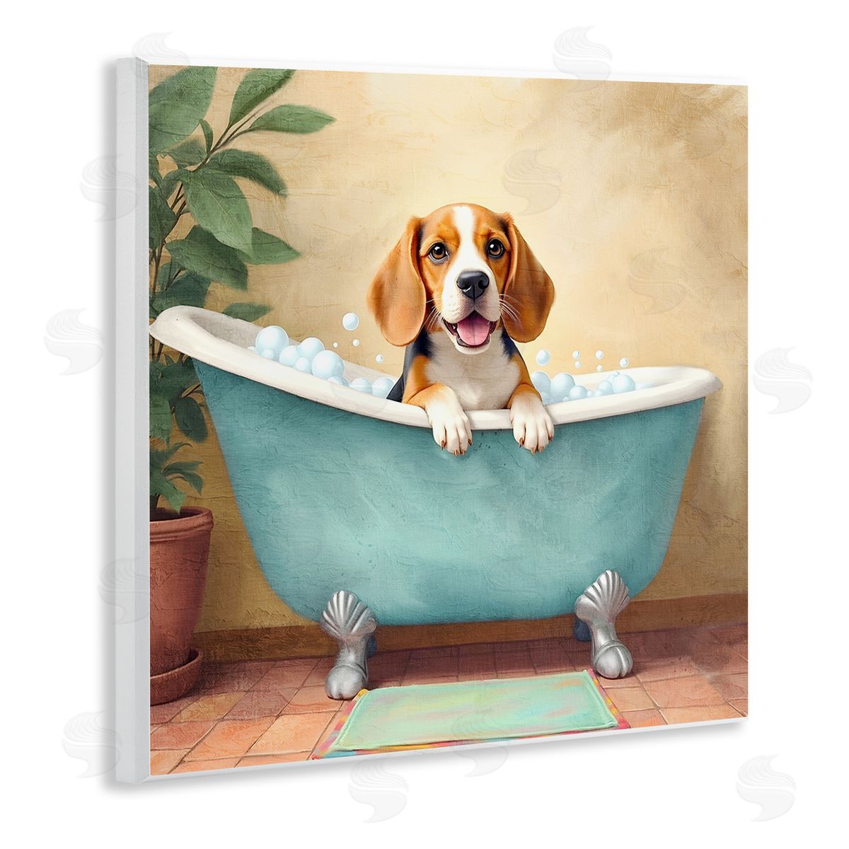 Kim Allen Bubble Bath Hound Dog Canvas Wall Art Print