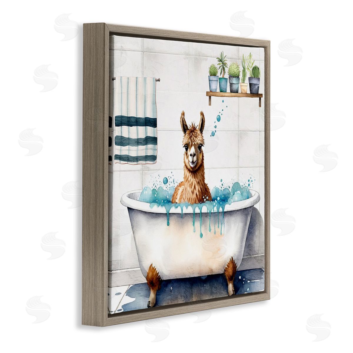 Kim Allen Suds Alpaca Bathtub Canvas Wall Art Print
