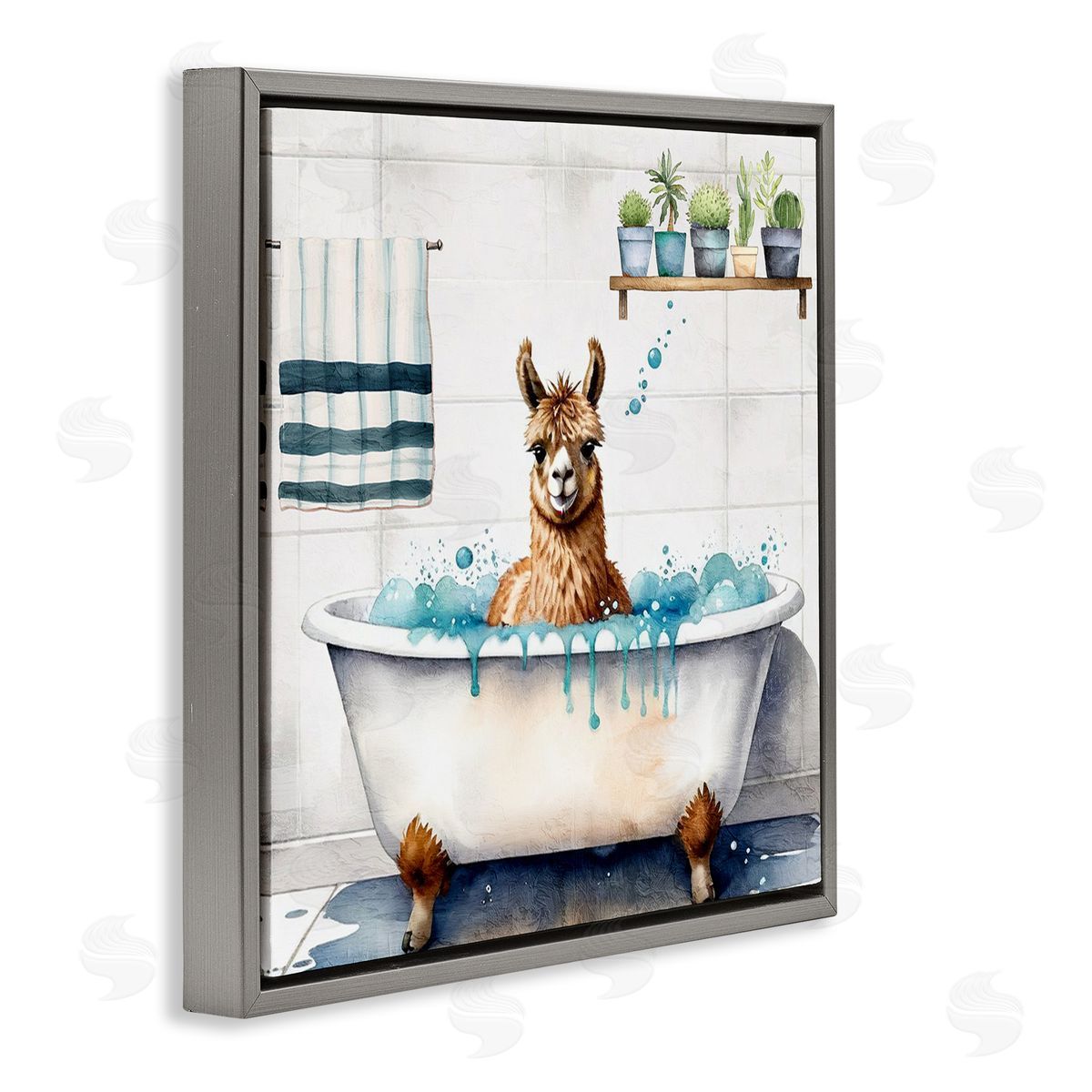 Kim Allen Suds Alpaca Bathtub Canvas Wall Art Print