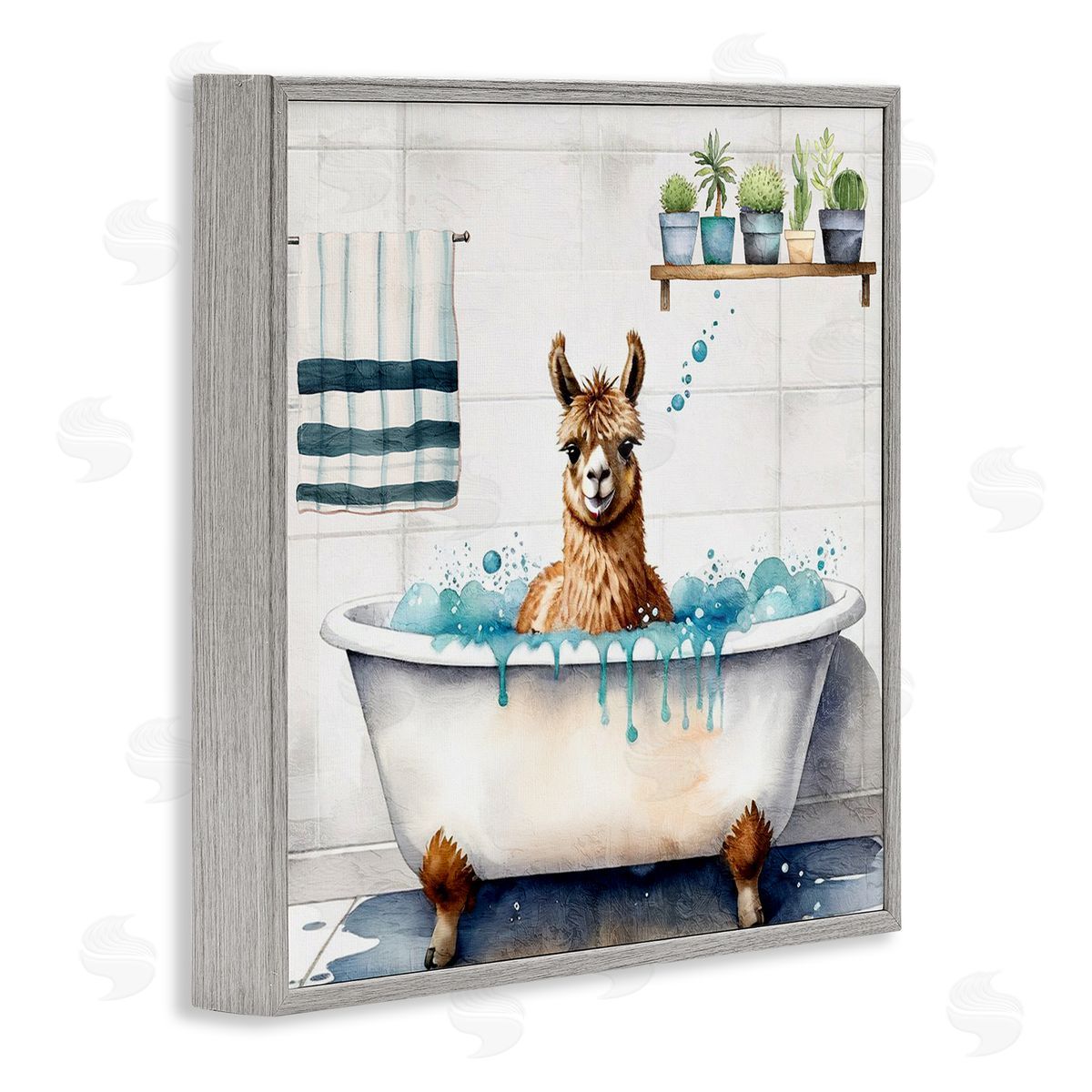 Kim Allen Suds Alpaca Bathtub Canvas Wall Art Print