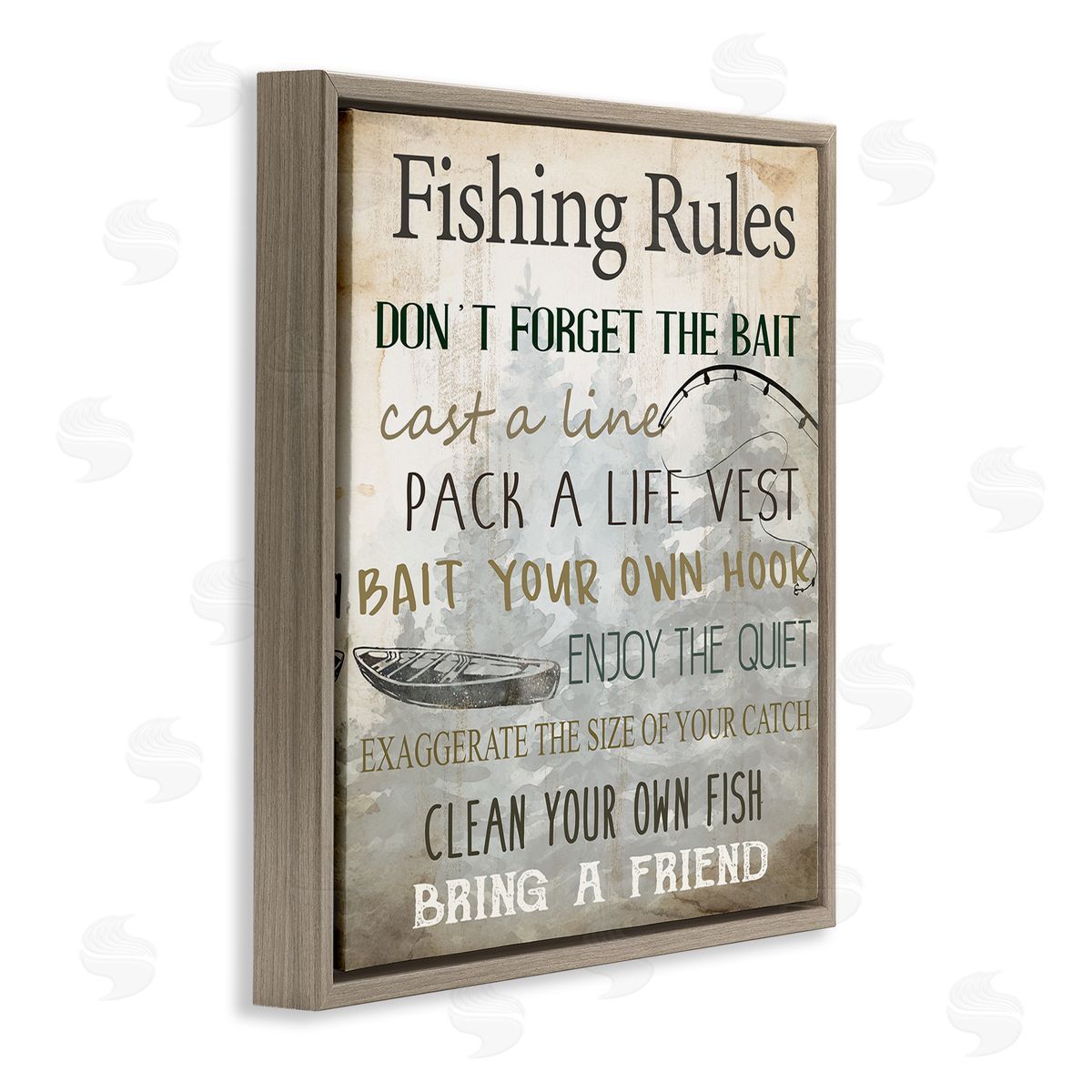 Kim Allen Fishing Rules Rustic List Canvas Wall Art Print