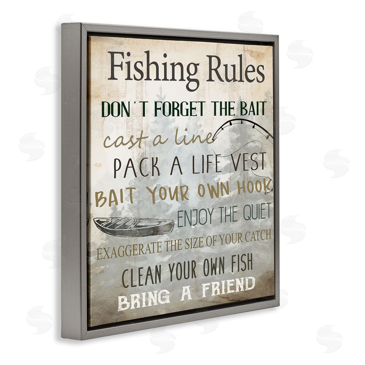 Kim Allen Fishing Rules Rustic List Canvas Wall Art Print
