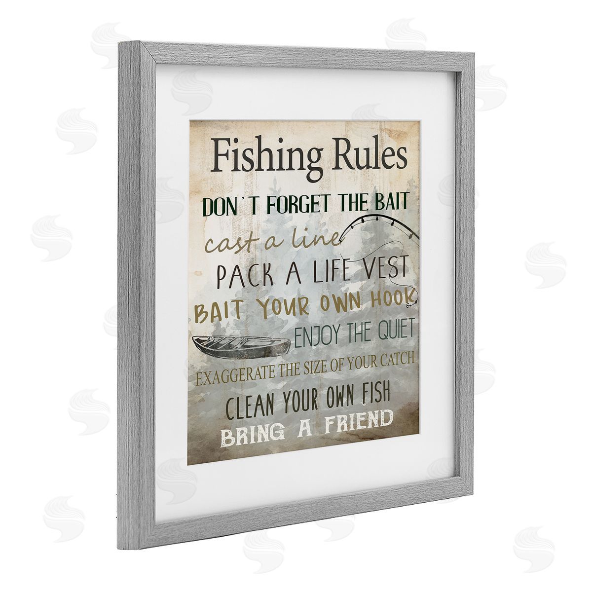 Kim Allen Fishing Rules Rustic List Canvas Wall Art Print